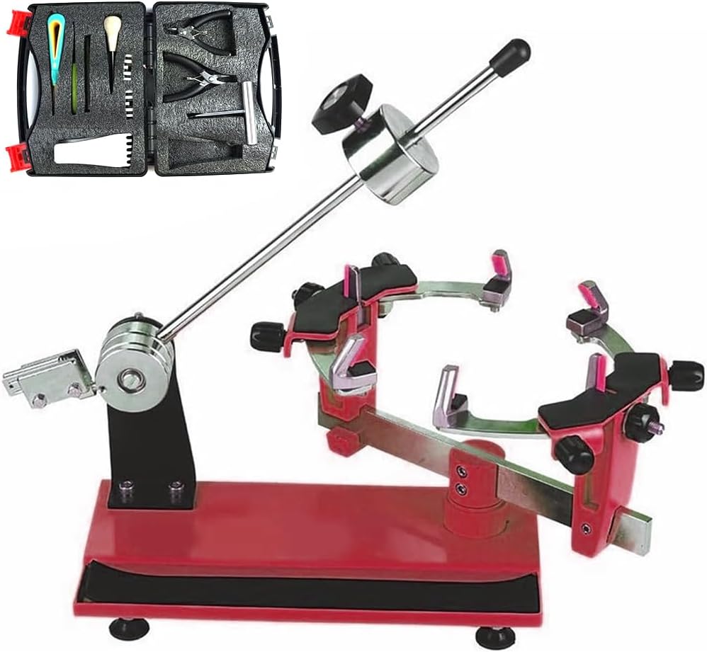 DIY Badminton Racket Stringing Machine, Heavy Hammer Table Racket Stringing Machine, for Badminton, Tennis, Squash Rackets (Red)