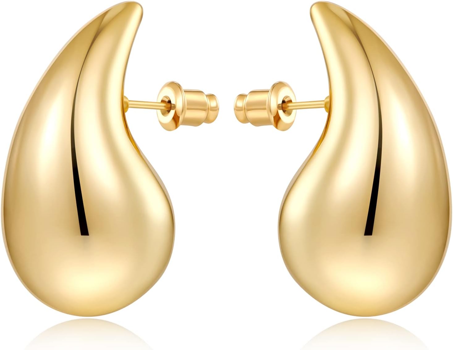 MUYANGold Silver Chunky Earrings for Women Lightweight Teardrop Earrings Fashion Jewelry