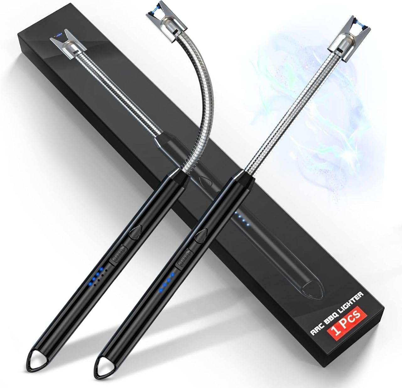 Xfilm Rechargeable Electric Arc Lighter with 360° Flexible Long Neck | Windproof Plasma Flameless Lighter with LED Battery Display for Kitchen Gas Stove, Candle & Camping-image-19