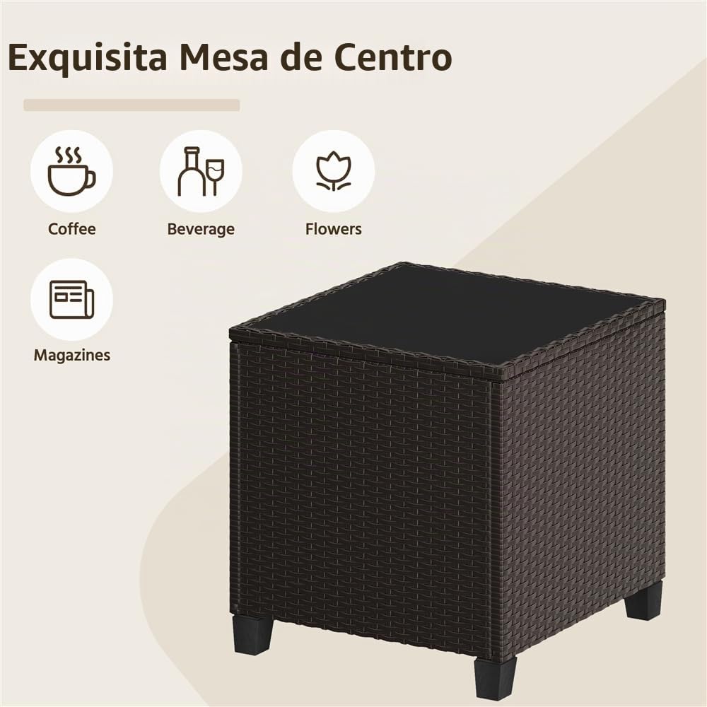 YaheetechＣonjunto Jardin Exterior Muebles Jardin Exterior Muebles Terraza con Mesa de Vidrio，Sillas de Ratán para Balcón