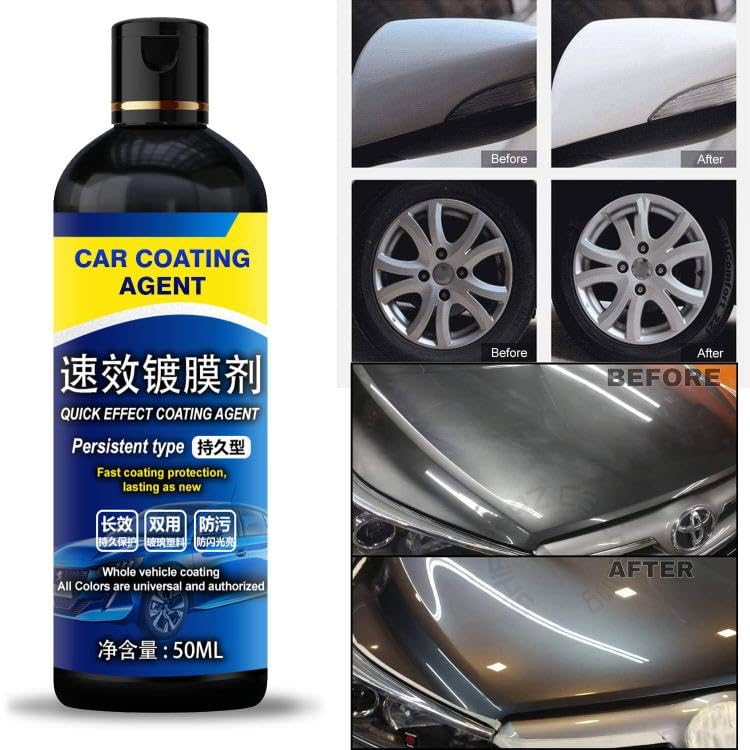 Image of Car Coating Spray, Quick Effect Coating Agent, Quickly Coat Car Wax, Car Scratch Wax Polish Spray Waterless Wash, Oil Film Emulsion Glass Cleaner 50ml (Pack Of 2)