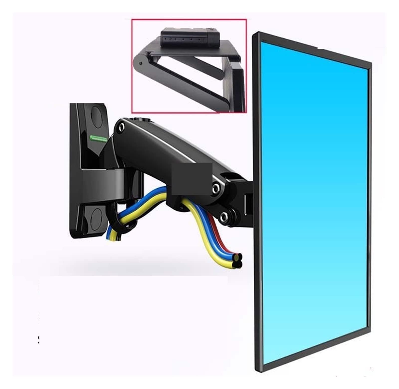 SaryEdge Screen Stand, F120 17-27" Gas Spring Full Motion TV Wall Mount Bracket LCD Monitor Stand Aluminum Arm Bracket Silver 360 Rotate,BLACK WITH STB1,BLACK WITH STB1