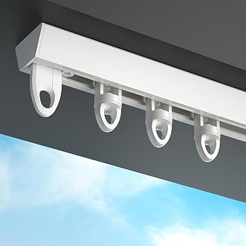 Aluminum Curtain Rail, 1m/1.5m/2m/2.5m/3.5m/4m/4.5m/5m, Curtain Track Ceiling Mount, Privacy Room Divider, For Balcony/Bay Window/Hotel/OfficeSize4.5m/14.8ft,ColorWhite-Ceiling