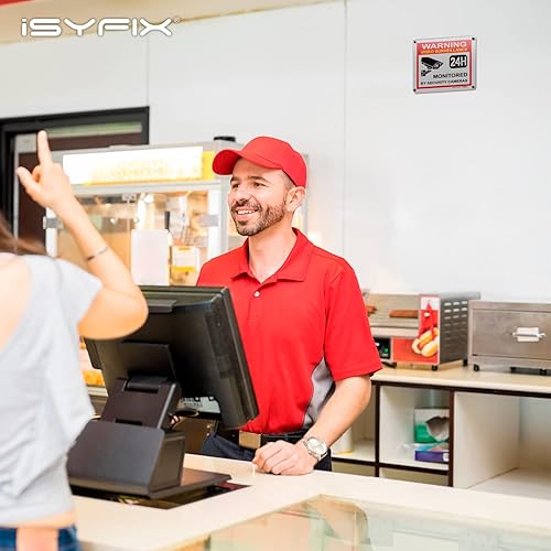 Miniatura 4 de iSYFIX Señal de advertencia de videovigilancia  1 paquete reflectante plateado de 7 x 6 pulgadas  100% libre de óxido de aluminio .040, laminado