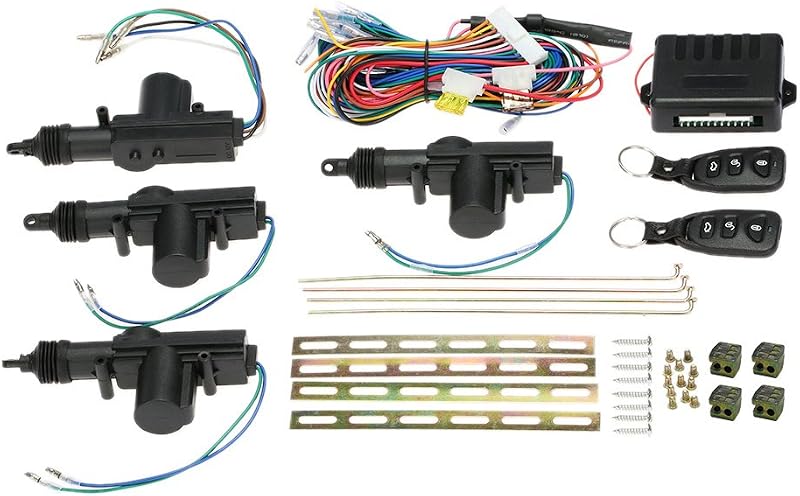 Shkalacar Power Central Locking System Keyless Entry System Universal Keyless Entry Car Kit with Trunk Release Button Remotes & 4pcs Door Lock Actuator