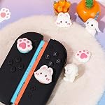 DLseego Poignées de pouce conçues pour le commutateur Nintendo 2 (2025), Soft Silicone Joycon Contrôleur analogique Protection antidérapante 4PCS Bouton Joy Con Joystick Caps couvre, lapin - blanc