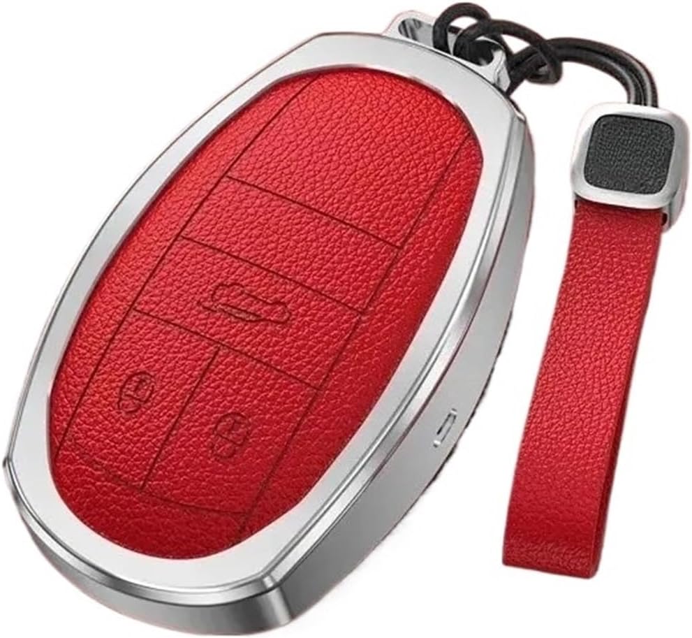 Car Key Cover Case Aluminum Alloy+Leather Compatible For Bentley And Old Style Keychain Shell Buckle Bag(Style 4)
