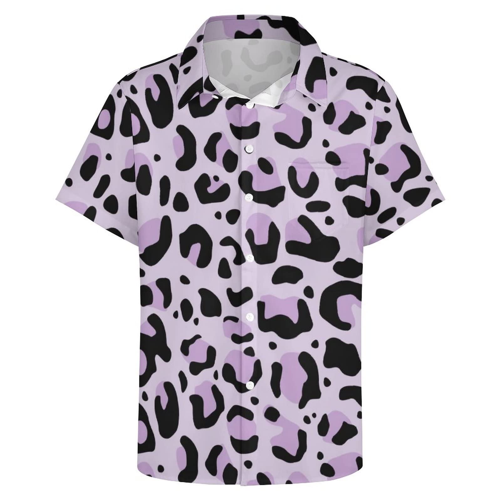 ピンクと黒のヒョウ柄半袖シャツ Amazon.co.jp: シャツ メンズ 半袖 紫