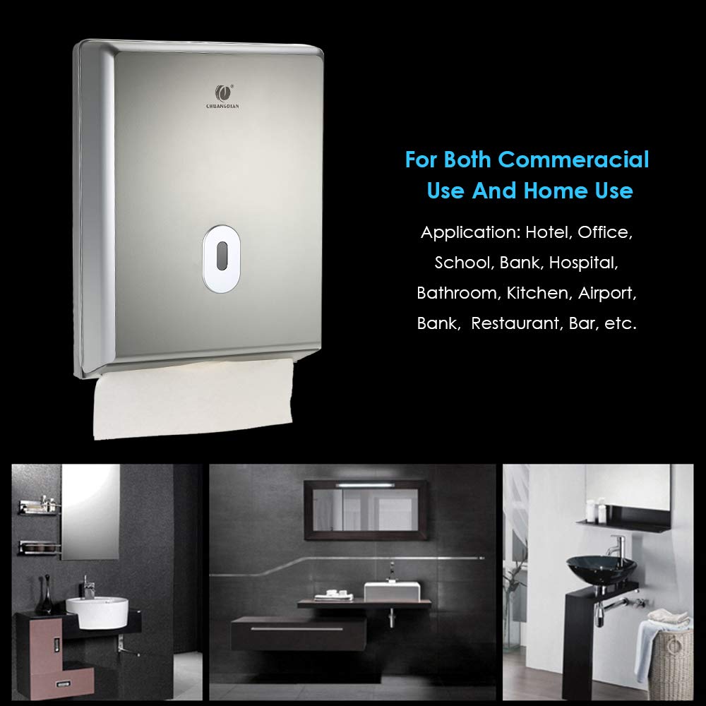 Decdeal 1 dispenser da parete per salviette di carta, di lusso, per hotel, casa, bagno White (D'argento)