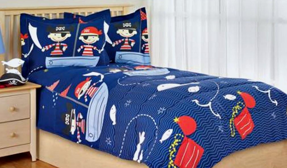 Blue Pirate Full Comforter 3 Piece Set