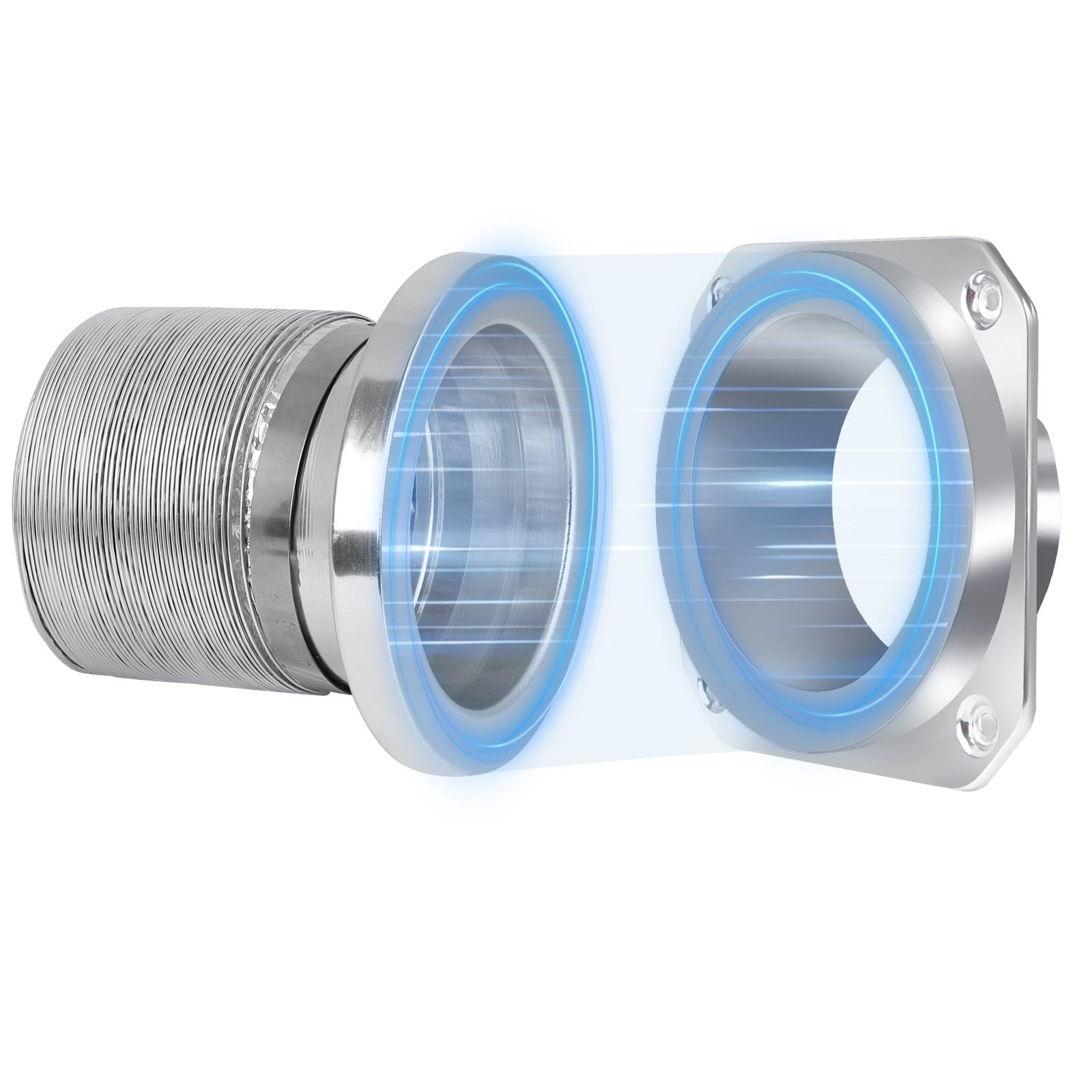 DVC-180 Magnetic Dryer Vent Coupling Connector Kit Easy to Clean Dryer Vent Hose Quick Connector Including a 3.3ft 4" Duct & 2 Clamps