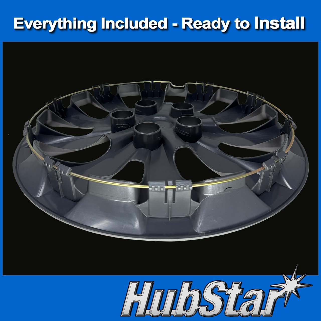 Hubcaps Fits Nissan Sentra 2013-2019, Leaf 2013-2018, Premium Replica 16-inch Replacement, Silver, 4 Pieces