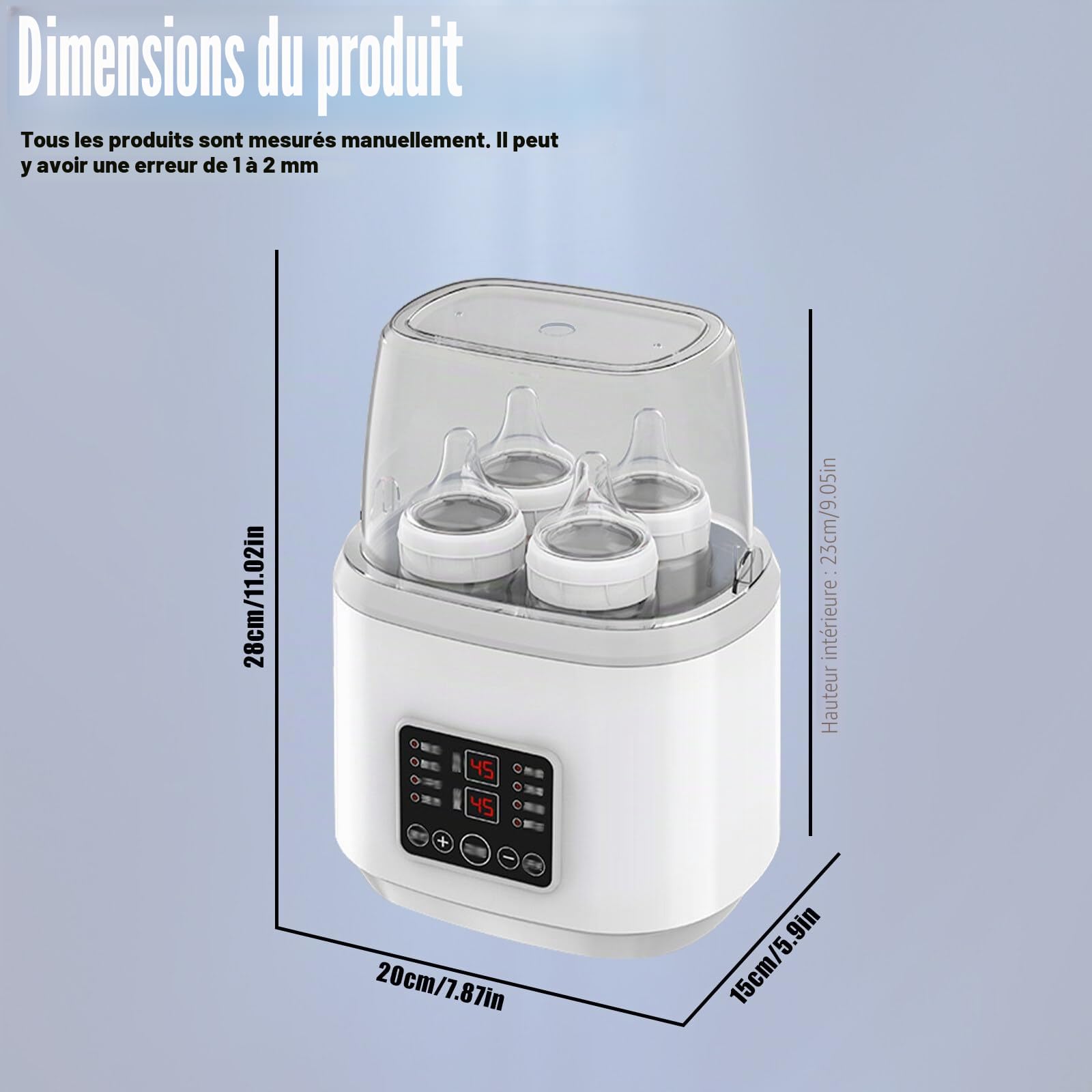Chauffe-biberon pour bébé, stérilisateur 8 en 1 pour biberons, chauffe-biberon rapide, chauffe-bouteille pour bébé, chauffe-aliments pour bébé et dégivrage, chauffage de nourriture pour bébé sans BPA