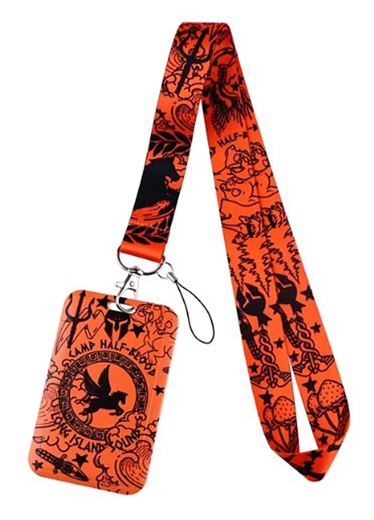 Percy Cartoon Jackson Half Blood Lanyard with ID Holder Keychain