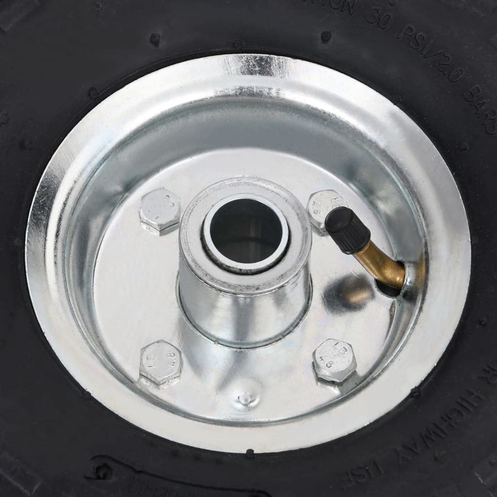 Sackkarrenräder 2 Stk. 260 x 83 mm Gummi 4,10 3,50-4, Metallfelge, pannensicher, 100 kg je Rad, für Sackkarren Handkarren Rollwagen Transportwagen Werkstatt Lager Garage