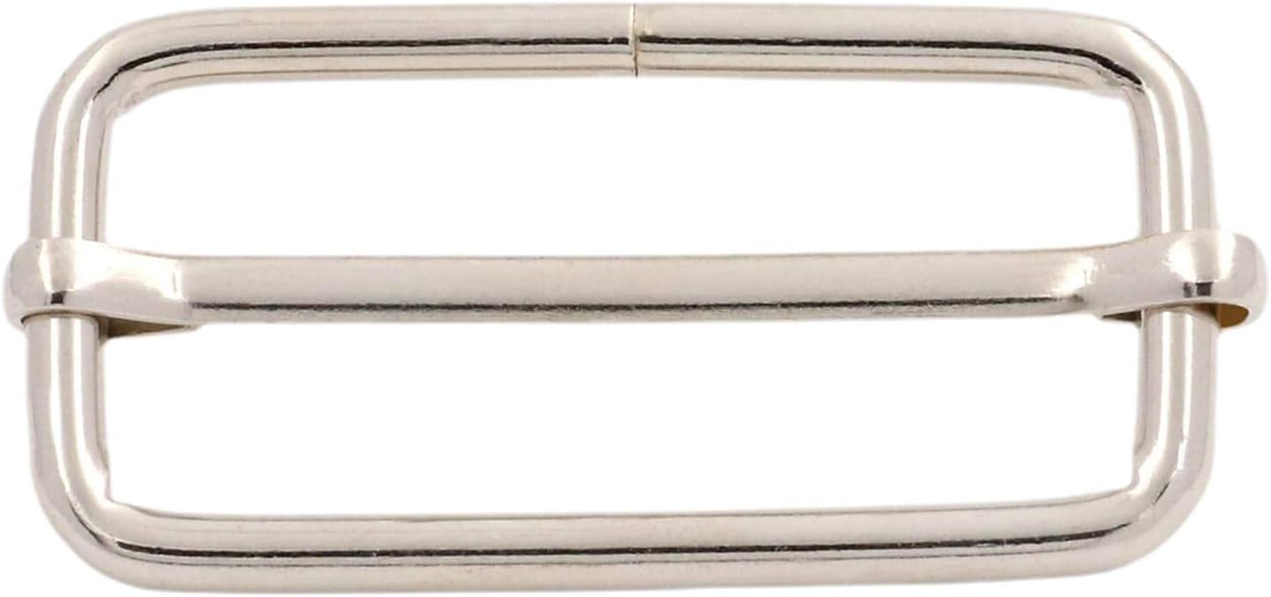 BIKICOCO Metal Slide Adjuster Buckle Tri-Glides with Movable Center Bar, Light Wire, 1-1/2 x 5/8 Inch