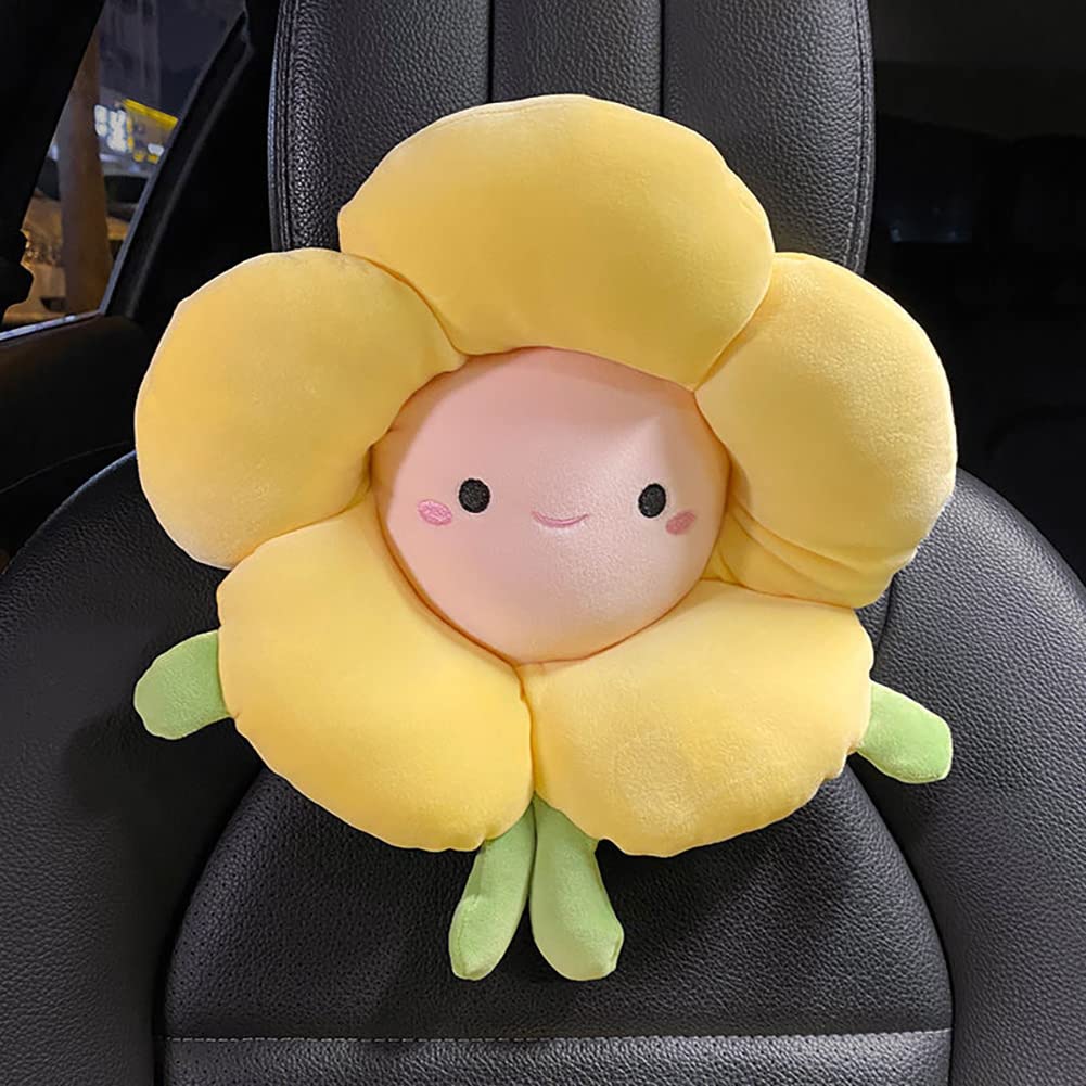 seemehappy Car Headrest Pillow, Cute Car Neck Pillow Travel,Car Seat Headrest for Driving,Neck Rest,Neck Support Office Chair Home-Neck Pillow-Yellow-1pcs