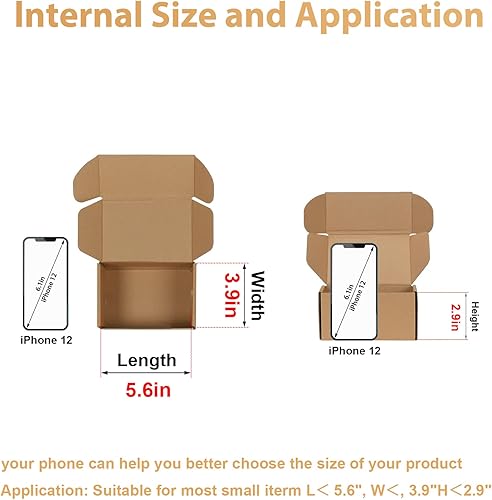 Miniatura 3 de Trwcrt Cajas de envío 6x4x3 Juego de 20, cajas de cartón corrugado para embalaje de pequeñas empresas, color marrón