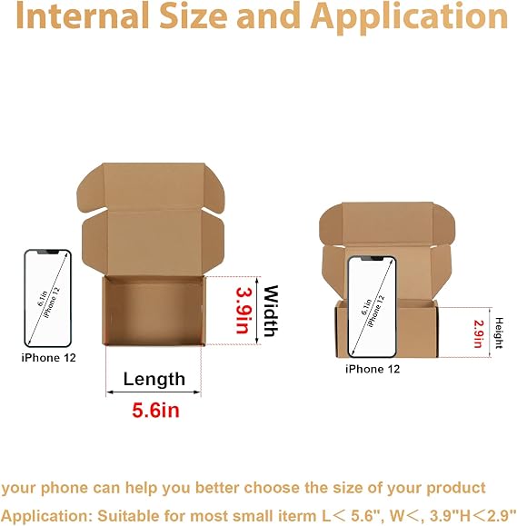 Trwcrt Shipping Boxes 6x4x3 Set of 20, Corrugated Cardboard Box for Packing Small Business, Brown