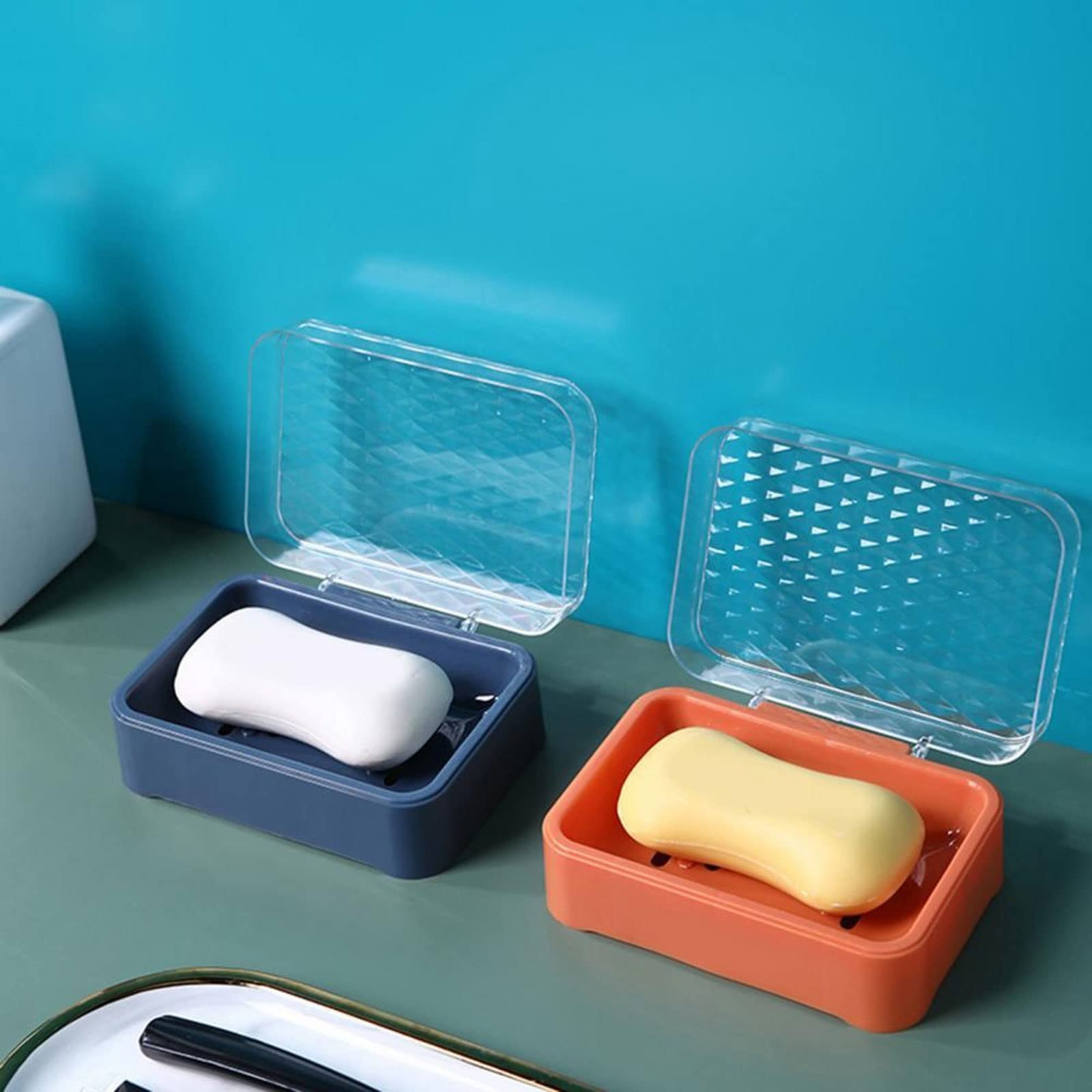 JINGYAN Mydelniczki Soap Box Case Dishes Waterproof Leakproof Cover Bathroom Accessories Toilet Laundry(Orange)