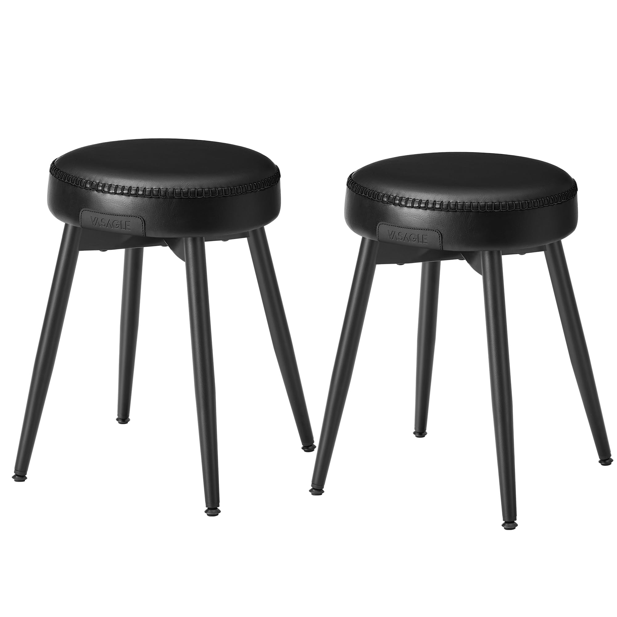 VASAGLE EKHO Kollektion - Esszimmerstühle, 2er Set, Küchenstühle, Kunstleder, Mid-Century-Modern-Stil, 48,2 cm hoch, einfacher Aufbau, Schlafzimmer, tintenschwarz LDC170B02