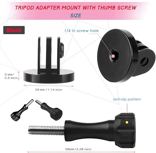Miniatura 9 de Adaptador de montaje de trípode, Gopro trípode de aluminio, soporte adaptador de trípode GoPro, compatible con cámaras de acción GoPro Hero 9, 8, 7,