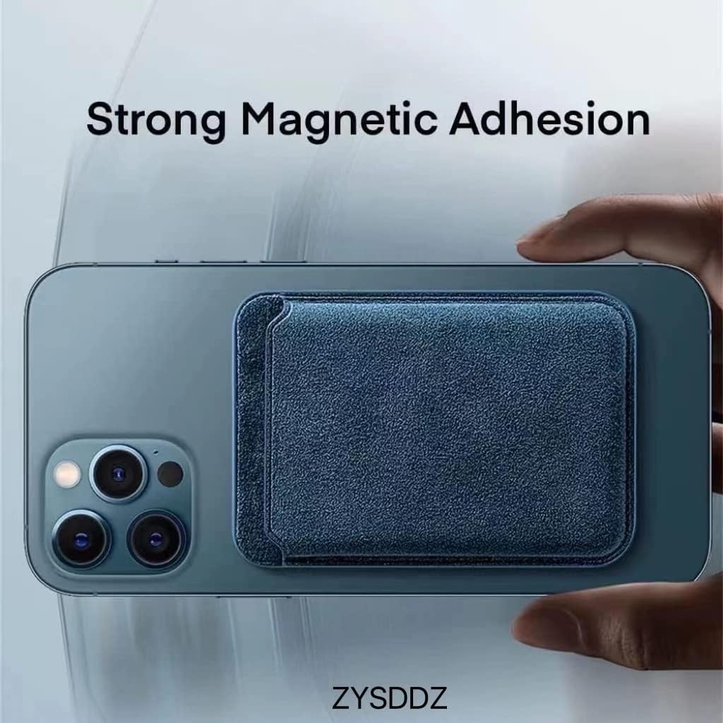 Alcantara Magnetic Phone Cardholder Compatible with iPhone 12/13/14 Series, Card Holder Compatible with MagSafe Magnet (Navy)