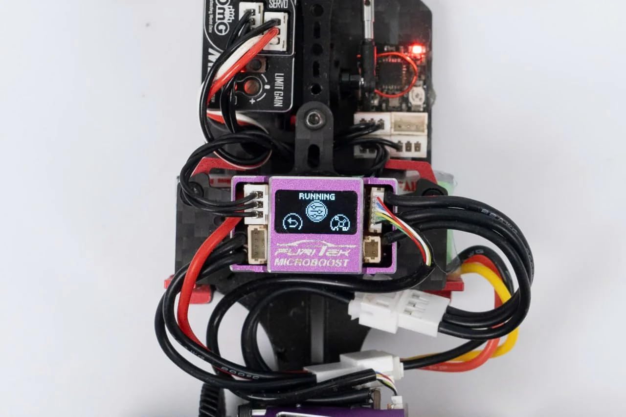 FURITEK MICROBOOST 2S Lipo 25A/50A Brushless Sensored/Sensorless ESC w/LCD Display Designed for Micro Car 1/24, 1/27, 1/28 2WD or AWD or RWD RC Drift/Race Car (HELIDIRECT) (Purple (FUR-2600))