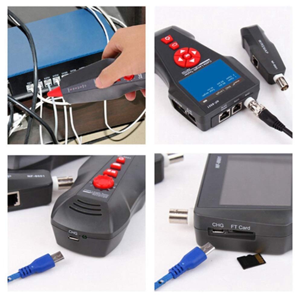 Multifuncional longitudes de redes por cable probador LCD Cable Tester probador de punto de interrupción NF_8601W