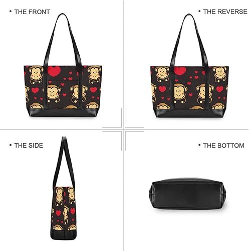 Miniatura 3 de Monkey Traditional Nordic Valentine bolsas de mano simples para mujer para el trabajo con cremallera bolsas de trabajo para enfermeras trabajo con