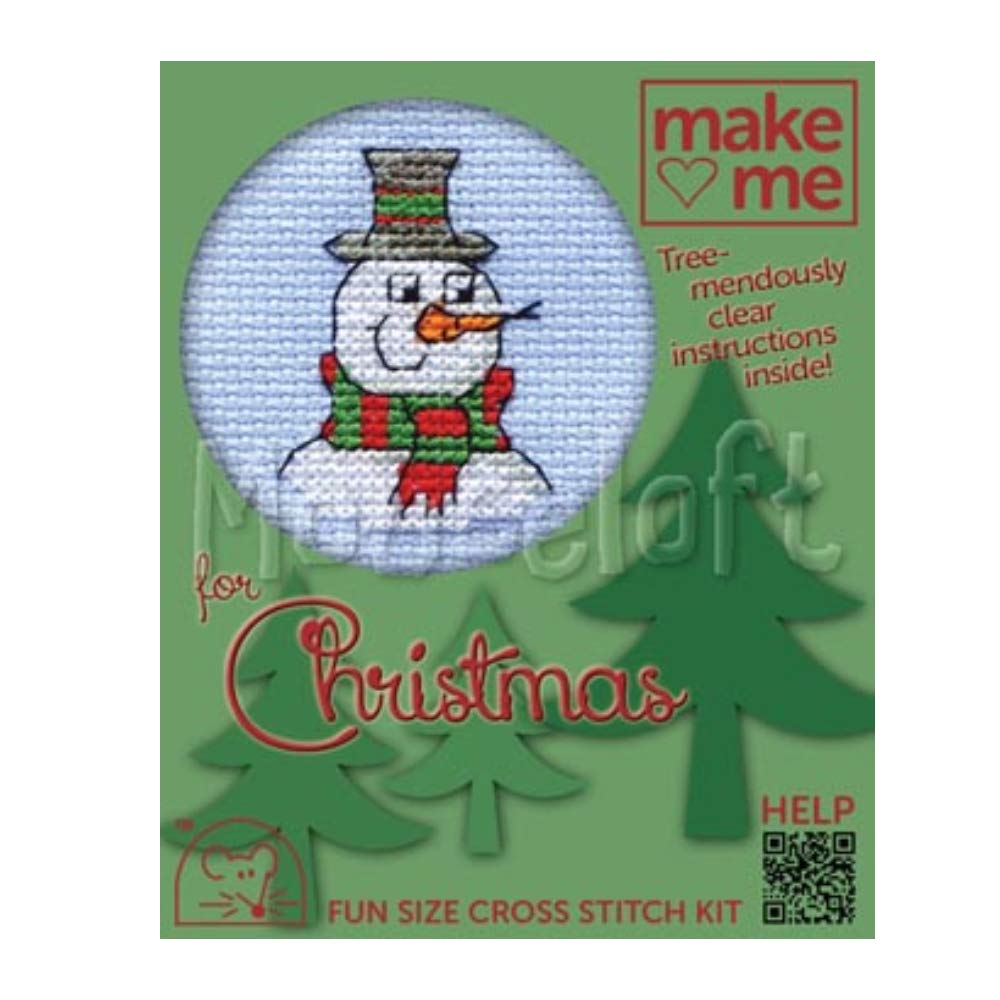 Mouseloft White, Black, Orange, Red, Green Cross Stitch Kit, Make Me For Christmas Collection - Snowman
