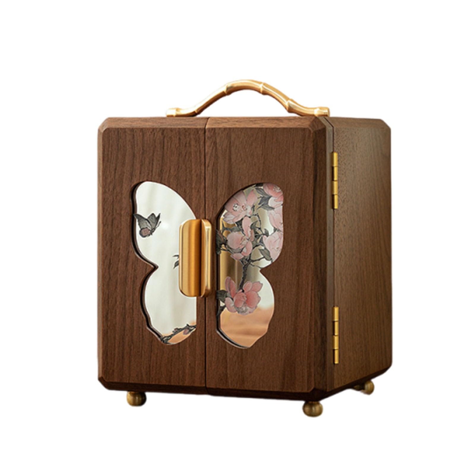 Pudełko na biżuterię w stylu vintage, 4-poziomowy organizer na biżuterię, na naszyjniki, kolczyki, pierścionki, wielofunkcyjny drewniany schowek z klapką do dekoracji domu