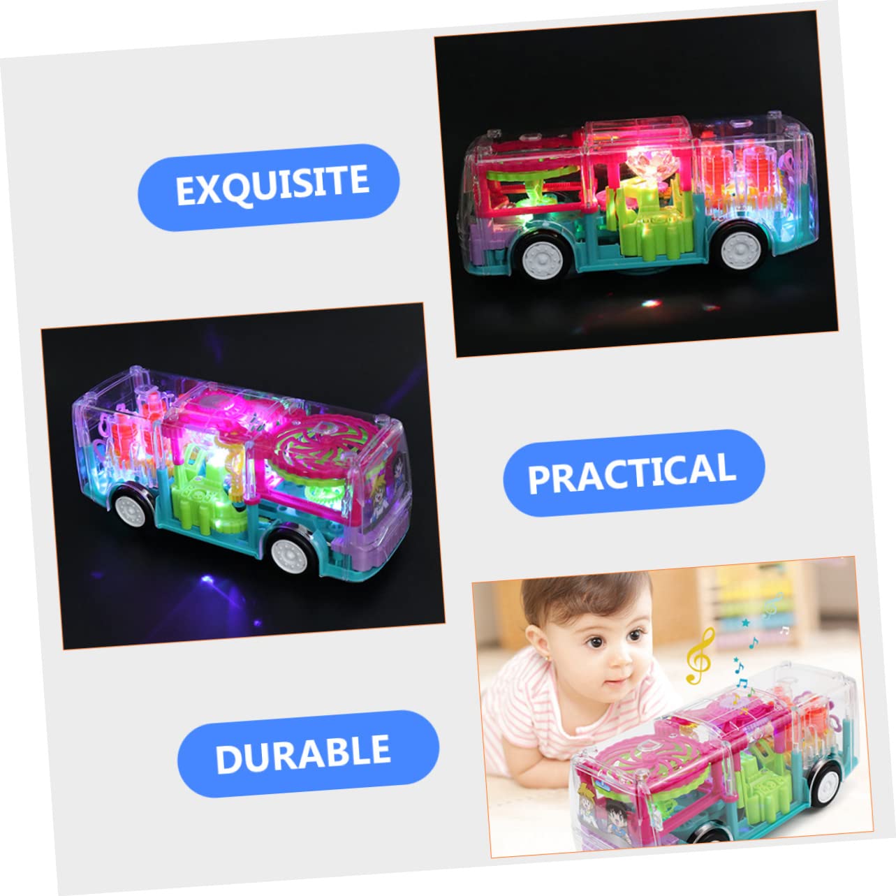 Juguete de Autobús Eléctrico Transparente con Luces y Automóvil Educativo para Juguete de Carrocería Interactivo para Momentos de Diversión Infantil