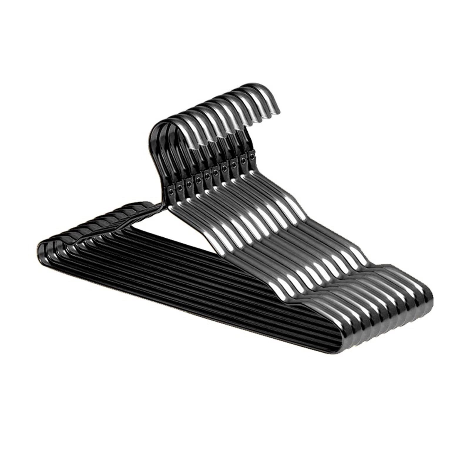 NGDFGR 5/10Pcs Hangers For Clothes Aluminium Alloy Coat Hanger Anti-Slip Drying Rack Wardrobe Space Saver Clothing Storage Rack Hangers Skirt Hangers (10Pcs Black),10pcs Black