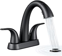 Ultimate Unicorn Matte Black Bathroom Sink Faucet with Pull-Out Sprayer & Pop-Up Drain - 3-Hole 4-Inch Centerset Modern Vanity Tap for RV & Restroom