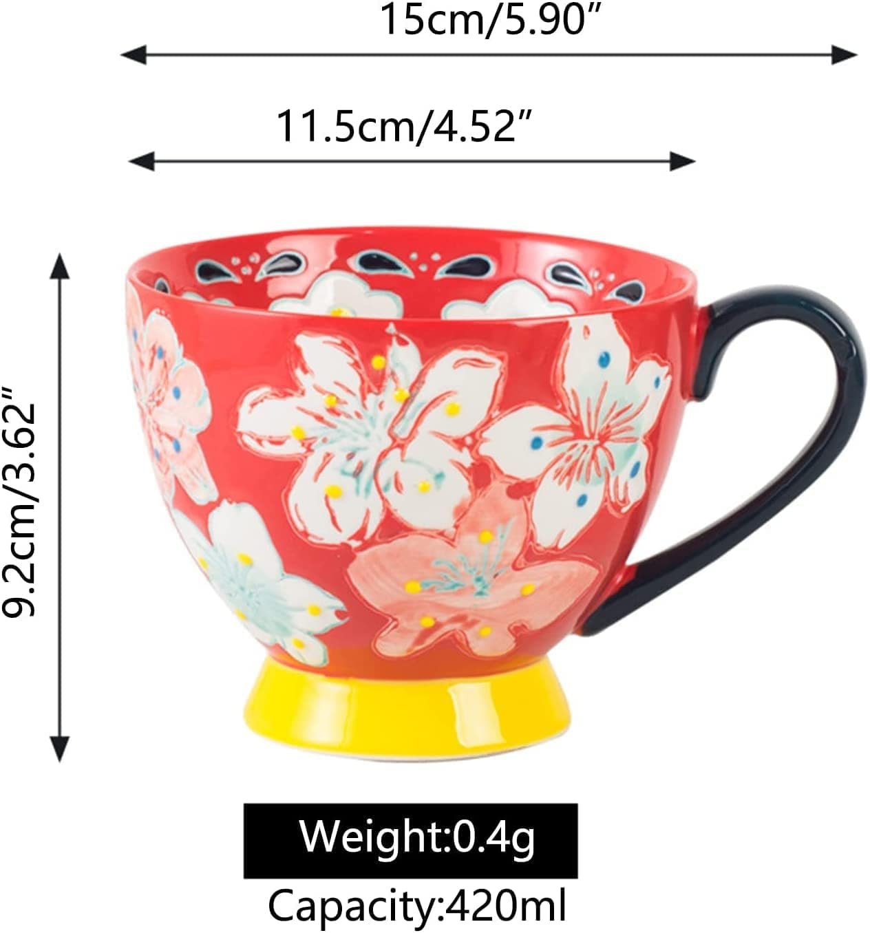 Gigantyczne kubki śniadaniowe, salaterka, ceramiczny kubek do zupy, ceramiczny kubek do kawy Premium Kubki Kubek do herbaty, Zestaw 1/4 Ceramiczny kubek do kawy i herbaty, 15 uncji Duży zestaw do herb
