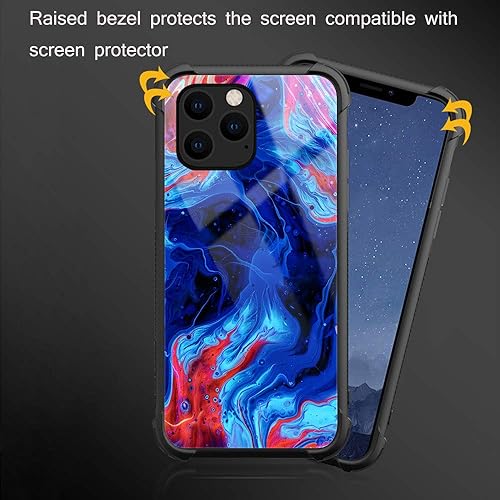 Miniatura 3 de CARLOCA Funda compatible con iPhone 11, diseño gráfico a prueba de golpes y antiarañazos de vidrio templado para iPhone 11 de color psicodélico azul