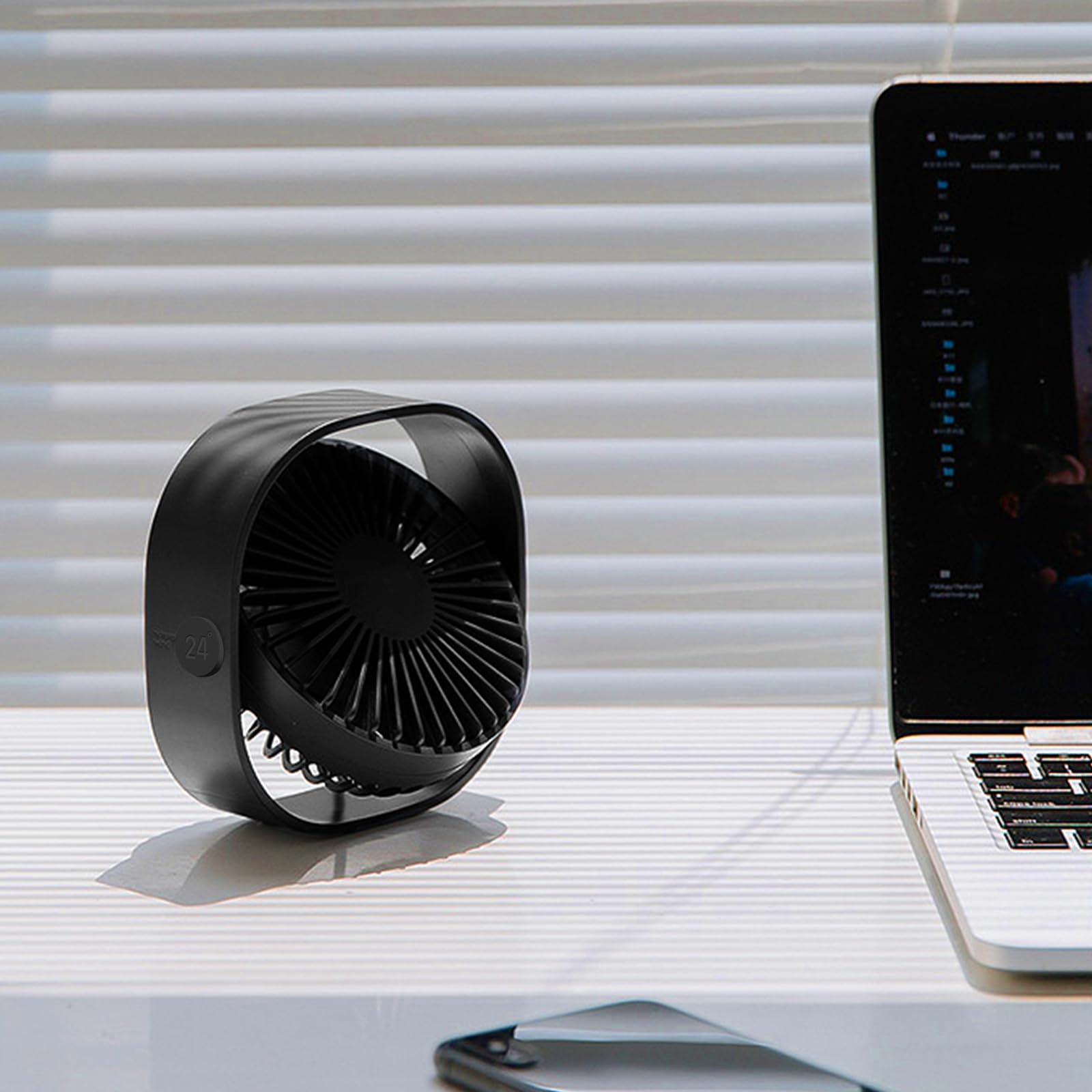 Simpeak Ventilador USB Mini, Ventilador USB de Mesa Portátil, 3 Velocidades Silencioso, Angulo Ajustable Fan Pequeño para Oficina Hogar Viajar y Acampar - Negro