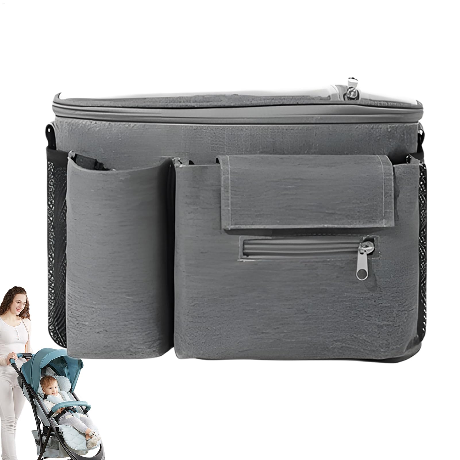Organiseur de poussette avec porte-gobelet pour éviter les chutes de biberon