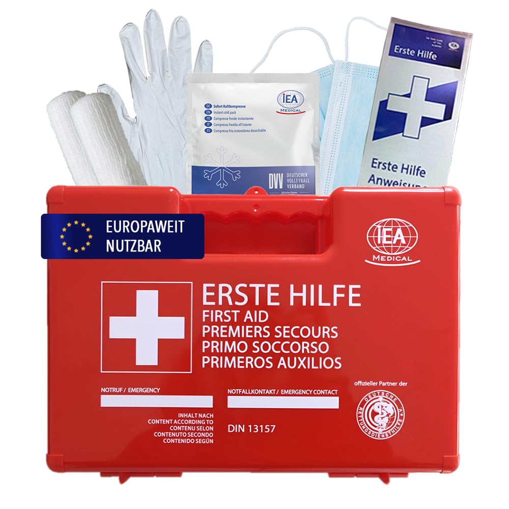 IEA Medical 4x Verbandskasten DIN 13157 – Erste-Hilfe-Kasten Büro & Betrieb | Robustes Gehäuse, DIN 13157-konform, inkl. Wandhalterung & Anleitung – für Büro, Betrieb, Praxis, Werkstatt & Zuhause