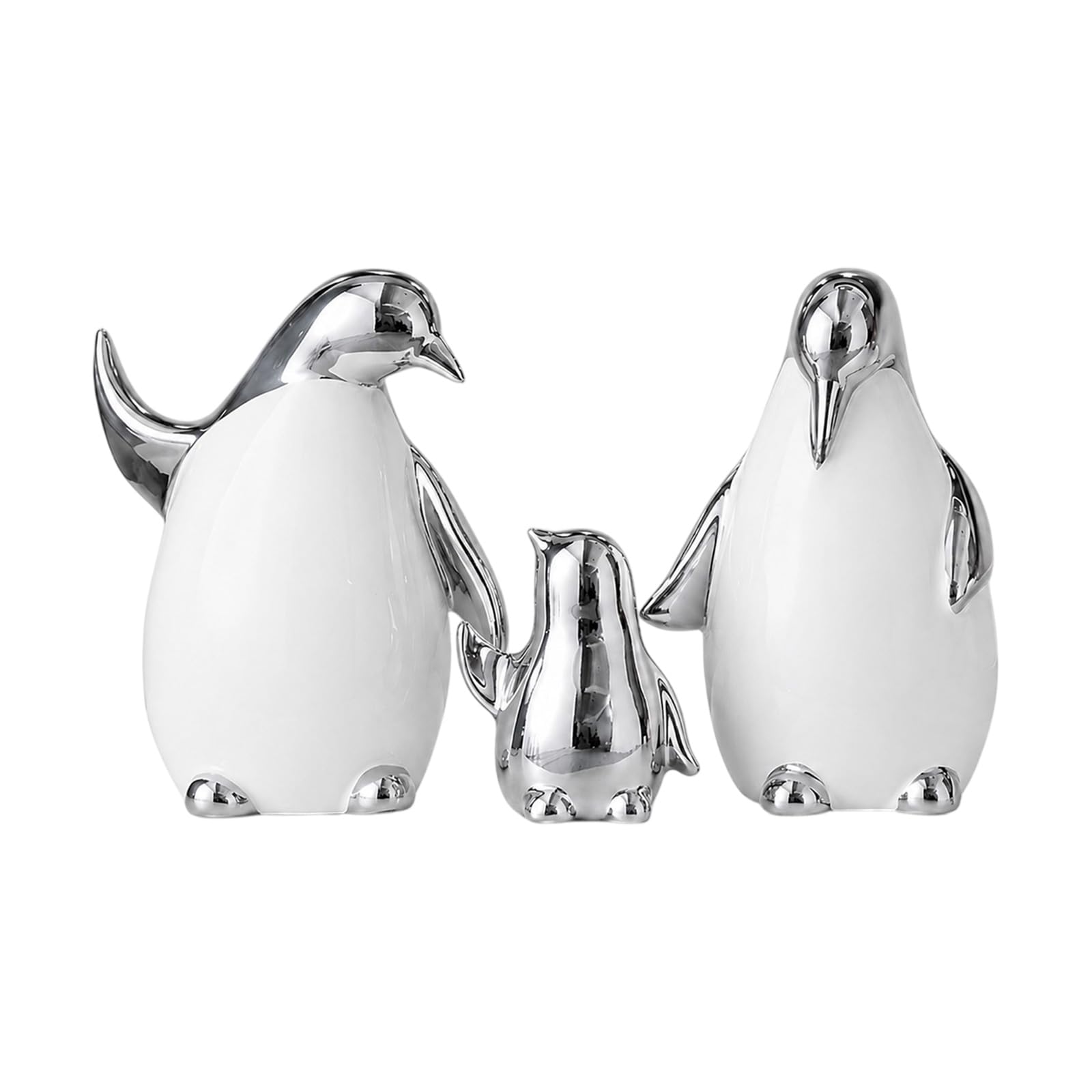 Cartoon Pinguine Skulptur Kollektion, 3-teilige Keramik Kunststatuen, zeitgenössische Dekorationen für Zuhause, Geschenk, Wohnzimmer Dekorationen
