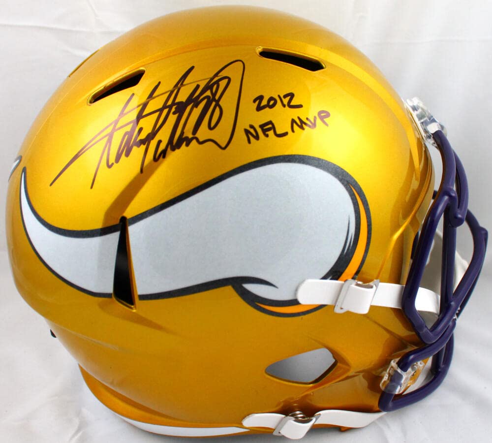 Adrian Peterson Autographed Vikings F/S Flash Speed Helmet w/NFL MVP-Beckett W Hologram Black