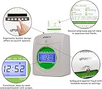 Vista 2 de uPunch HN3500 Paquete avanzado de reloj registrador para pequeñas empresas: sistema completo de seguimiento del tiempo de los empleados con 100