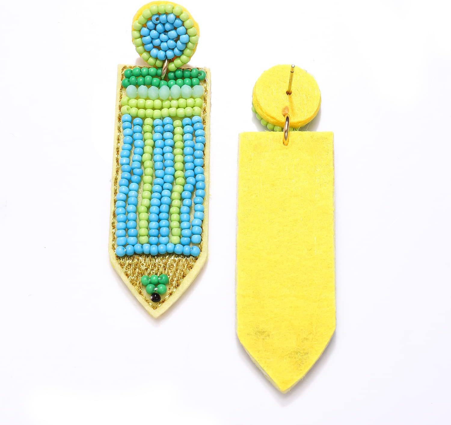 Beaded Pencil Earrings Teacher Earrings for Women Handmade Funny Pencil Drop Dangle Earrings for Teachers Appreciation Day Back to School Creative Jewelry Gifts - Image 3