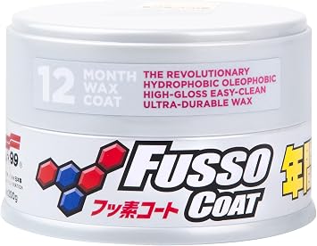 SOFT99 Fusso Coat 12 Months Wax Light EU Version Synthetic Car Wax for White, Silver & Light Color Vehicles Long-Lasting Hydrophobic Protection