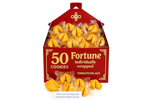 Fortune Cookies - Paquete de 50 galletas de primera calidad de Estados Unidos horneadas individualmente, paquete a granel, galletas chinas de la