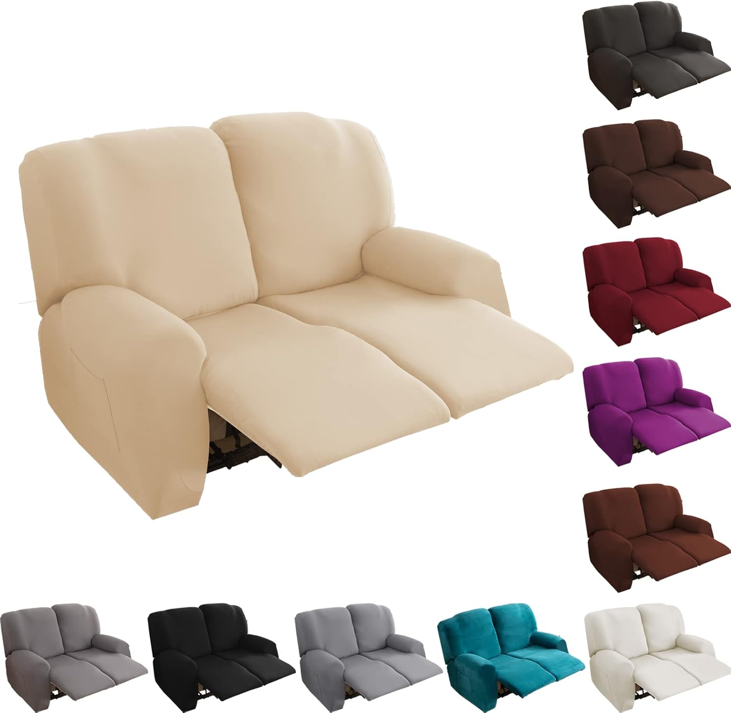 Velvet Loveseat Recliner Cover 2 Seat Recliner Sofa Covers