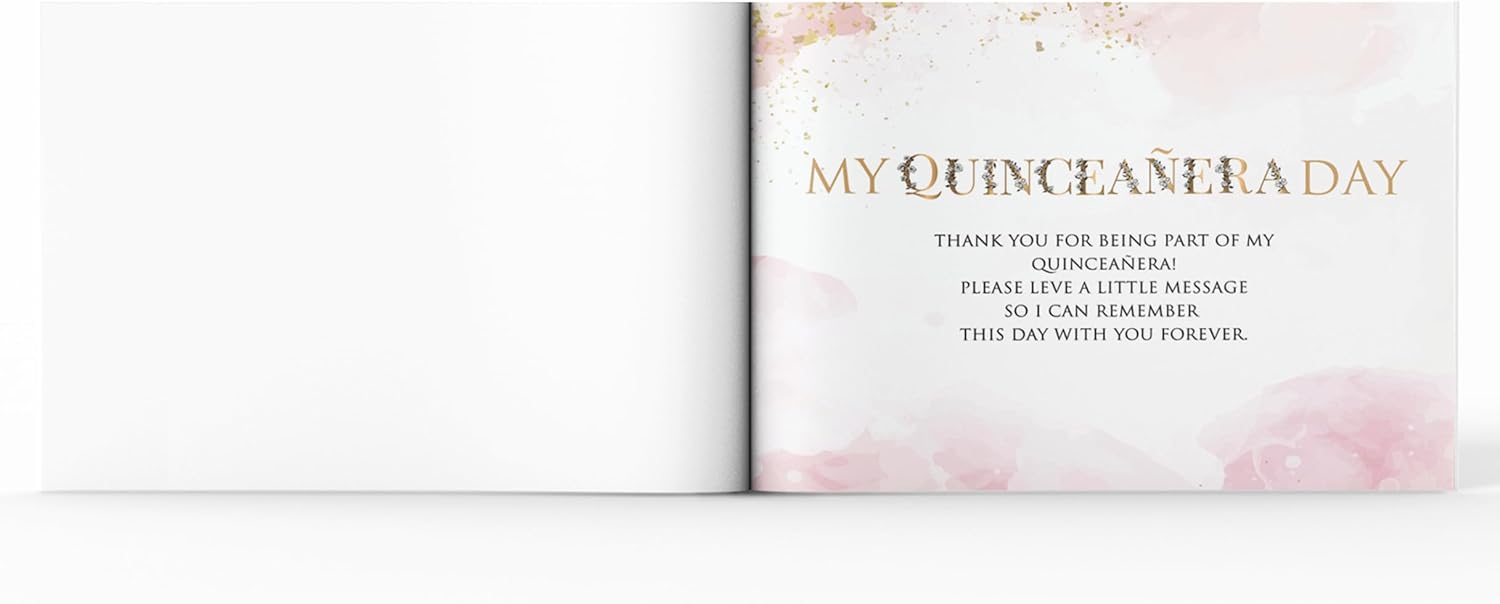 Personalized Quinceanera Guest Book Hardcover – 15th Birthday Memory Album with Photo Pages – Custom Quinceañera Party Keepsake (30 guests)