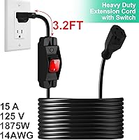 Vista 4 de Cable de Extensión para Exteriores con Interruptor de Encendido/Apagado Impermeable, Cable de Extensión de 3 Clavijas con Interruptor de Cable