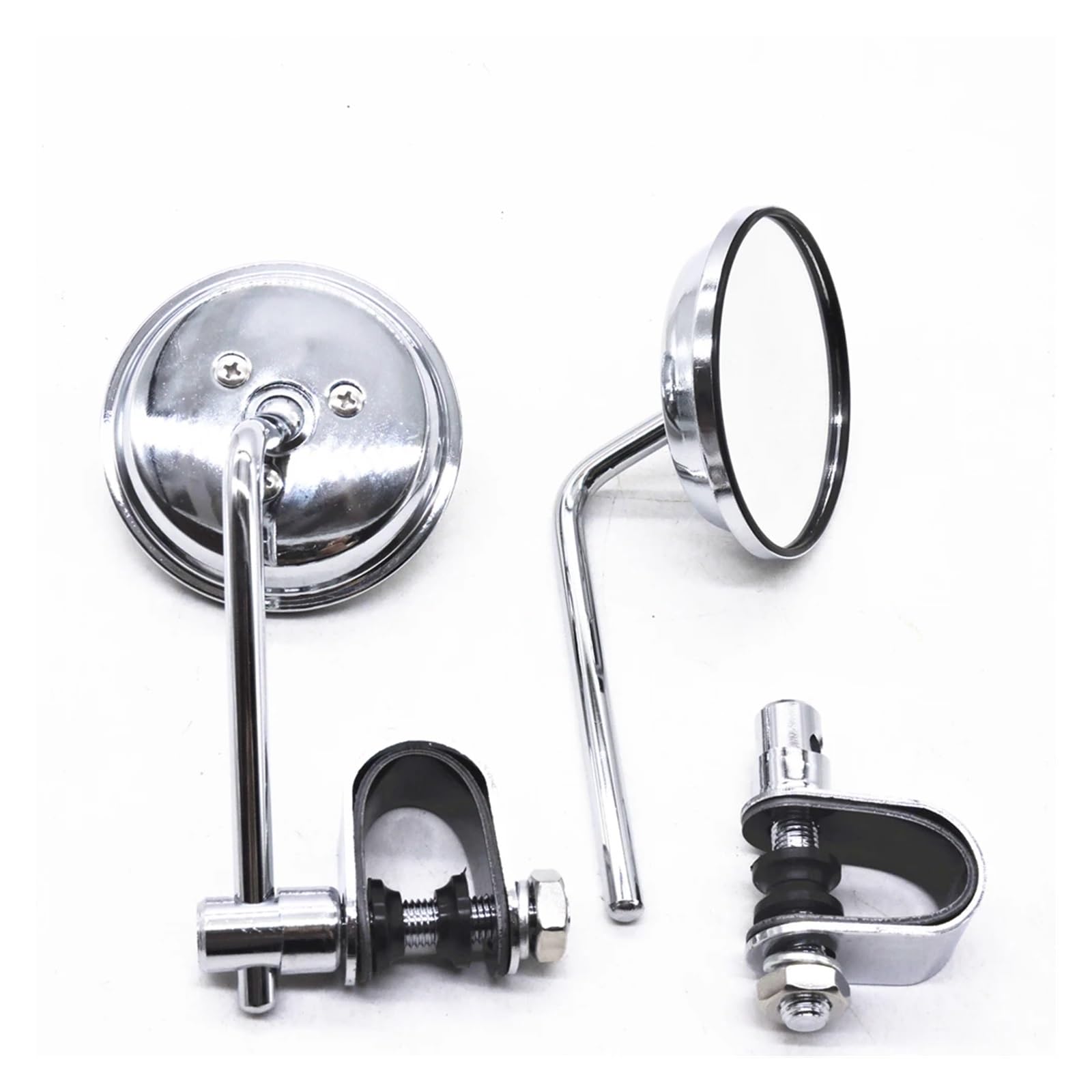 Fahrradspiegel Universal Motorrad Retro Vintage Rund Rückspiegel Edelstahl Klassische 22mm-25mm 7/8" Lenker Spiegelhalterung(Black)